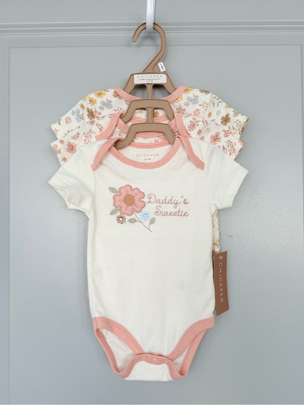 NWT Chickpea Cream & Pink Floral Baby One-Piece Set - Daddy’s Sweetie